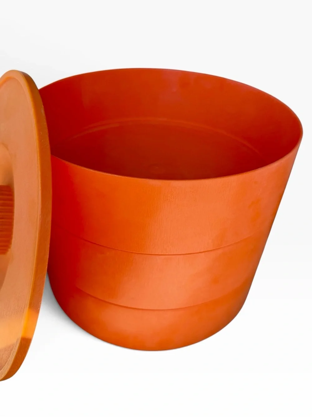 Vintage Orange Stackable Plastic Storage Container with Lid